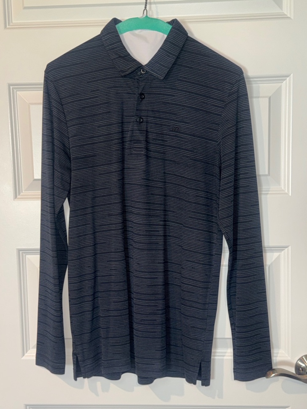 Travis Matthews Men's Long Sleeve Navy Stripe Polo Shirt